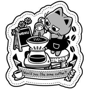 コーヒーをいれる猫Ｔシャツ