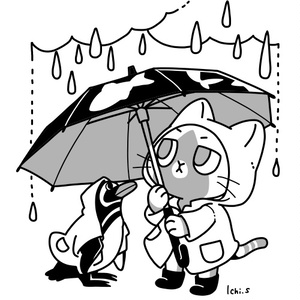 お気に入りの傘をさす猫Ｔシャツ