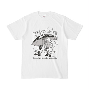 お気に入りの傘をさす猫Ｔシャツ
