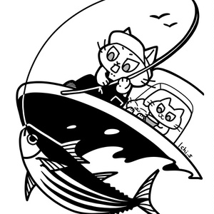 船釣りをする猫Ｔシャツ