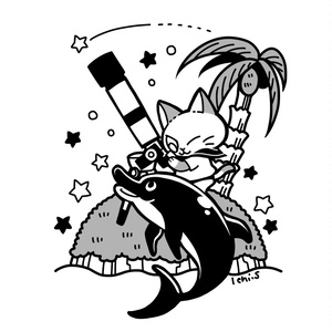 星の観測をする猫Ｔシャツ