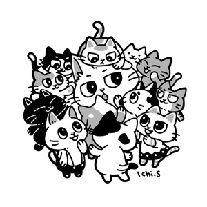 子ども猫にまみれる猫Ｔシャツ