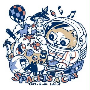 宇宙は猫Ｔシャツ（カラーイラストver）