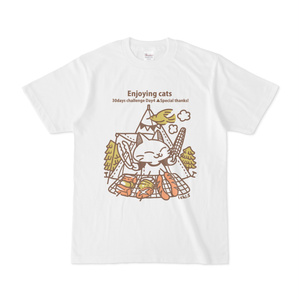バーベキューをする猫Ｔシャツ（カラーイラストver）