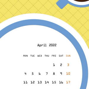 2022年4月のワンプレートご飯な日付シート