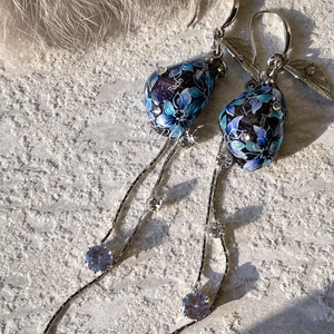 no.25 ドライフラワーの一粒フラワーピアス フラワー 氷 つやつや 涼