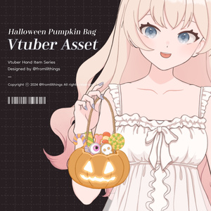 [Live2Dアイテム] Rigged Halloween PumpkinBag, Live2D asset, VTuber Item, Live2D Item, Live2D Asset, Vtuber Hand Item Asset, Vtuber Halloween Asset