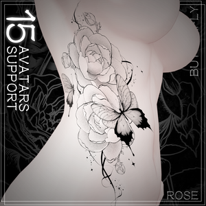 蝶と薔薇のタトゥー 15アバター対応[VRC想定/デカール]