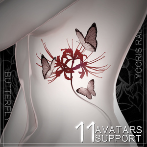 Butterfly & Spider Lily Tattoo Decal [9 Avatar Compatible]