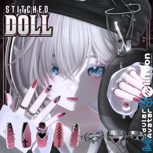 【VRC想定/22アバター対応/MA対応】Stitched Doll_Nail.Ring🎀 