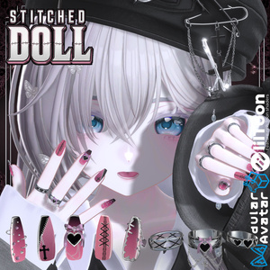 【VRC想定/22アバター対応/MA対応】Stitched Doll_Nail.Ring🎀 