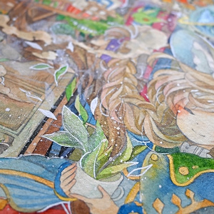 手描きイラスト オリジナル 「月の記憶」 原画 創作 男の子 変形サイズ