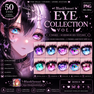 「Eye Collection Vol.1」 50 Iris Pack 虹彩 Eye Texture 瞳テクスチャ 【VRoid/VRChat/VTuber対応】