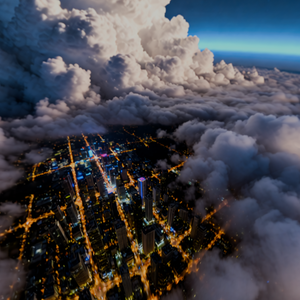【360° Skybox】Cyber Chill Lounge Space - 2K Panoramic HDRI | サイバー・空中チル空間