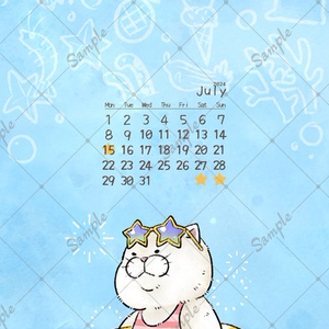 【無料配布】2024年7月待ち受けカレンダー