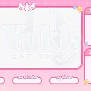 Stream Overlay Package for Twitch, Cute Bunny and Stars Overlay, Aesthetic Pink Color, Kawaii Twitch Overlay Package, Vtuber stream asset