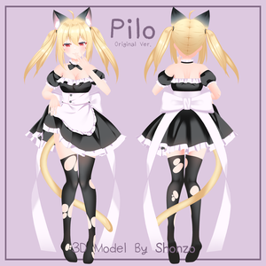 Pilo Original Character! Vrchat 3D Model 2in1 Model + Base!