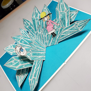ポップアップカードとその原画と下描き　幻想空間　ひすいろうかん作