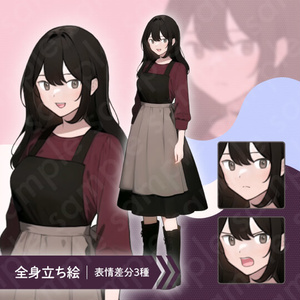 【立ち絵素材】10代村人女性のモブキャライラスト・ファンタジー系・全身表情3種