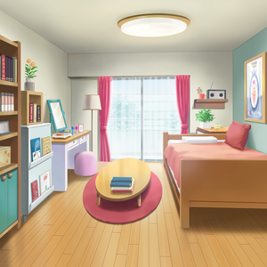 「女の子の部屋」背景素材(未統合psd)