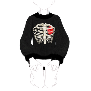 Emo Ribcage Print Sweater Rigged