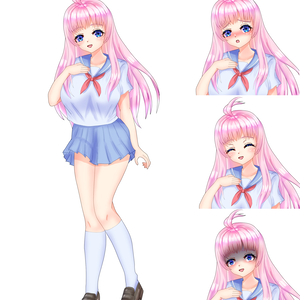 ゲームや動画用の立ち絵１枚+表情差分４枚