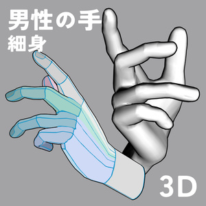男性の手 細身