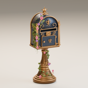 Asterwick Ornate Mailbox｜星と花の装飾郵便受け 3Dモデル【GLB / Unity・LOD対応】