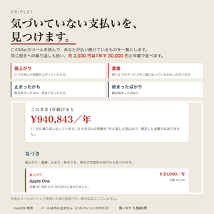 Driplet（ドリップレット）— 気づいていない支払いを、メールから見つける（macOS）