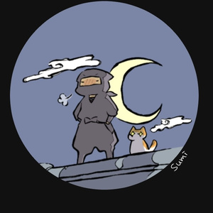 [壁紙] 夜、忍者とネコ
