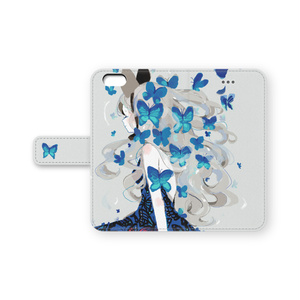 少女（青い蝶）手帳型iPhoneケース