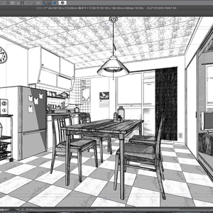 漫画背景用3D素材_「公団住宅Aの室内」（CLIP STUDIO用 3Dオブジェクト）