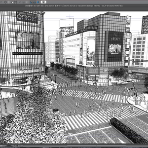 漫画背景用3D素材_「渋谷駅前」（CLIP STUDIO用 3Dオブジェクト）
