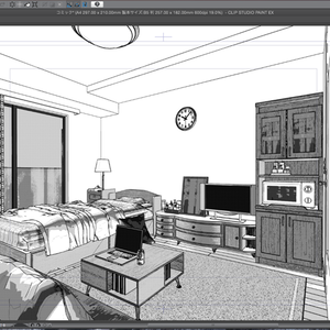 漫画背景用3D素材_「ワンルームマンション」（CLIP STUDIO用 3Dオブジェクト）