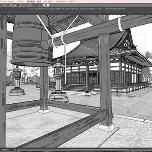 漫画背景用3D素材「寺院」（CLIP STUDIO用 3Dオブジェクト.cs3o）