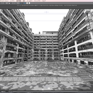 漫画背景用3D素材「軍艦島」（CLIP STUDIO用 3Dオブジェクト.cs3o）