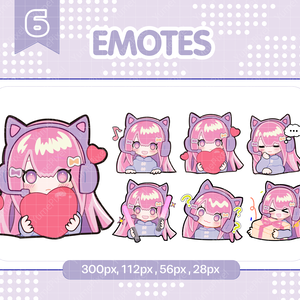 【~8/31 50%OFF】Pink Hair Gamer Girl Emotes | Cat Ear Headphones | Streamer Emotes for Twitch & Discord │ Twitch emote │ Discord emote