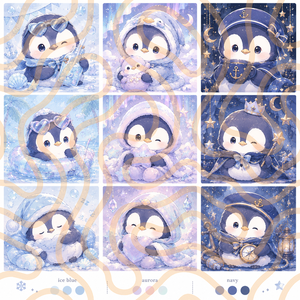 【新作】9種類のペンギン🐧イラストアイコン&壁紙セット(夏)Big