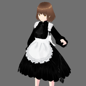 #VRoid正式版（Stable)&beta：重ね着用：色替え可能！メイドさん風フリルエプロン/Color changablewhite ruffled apron like a maid