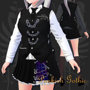 #VRoid 正式版（stable ver.）&Beta：パンキッシュゴシック風ベスト＆シャツ+ネクタイセット