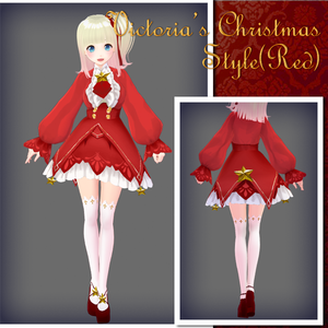 #VRoid正式版（stable ver.）&Beta：《サンタコスプレ風》公式AvatarSample_G"ヴィクトリア”ちゃんのワンピースセット“クリスマスの星”ver/VRoid's AvatarSample_G"Victoria's" Cute Onepiece Set in ChristmasStars SantaClause's style