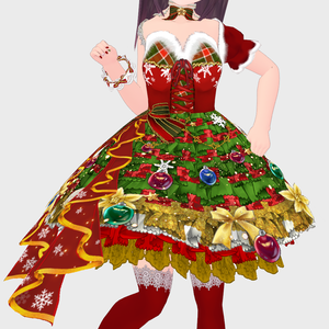 #VRoid 正式版（stable ver.）&Beta：クリスマスアイドルワンピースセット/Christmas Idol Dress Outfits：#セシル変身