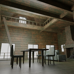 【ワールド】灯りが消えたログハウス【建物・家具セット】 缩略图 11