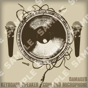 レトロなマイク＆スピーカーイラスト - Damaged Keyboard Speaker Come and Microphone