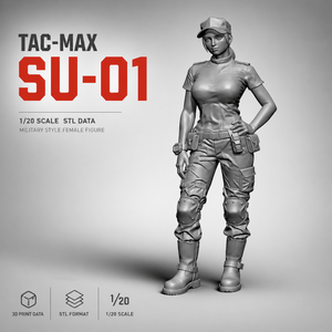 TAC-MAX SU-01 / ミリタリースタイル女性フィギュア（1/20）[STL形式3Dデータ]　