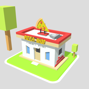 3D(Low Poly)ピザショップ