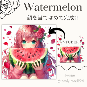 【手の素材】スイカを両手で抱える女の子 / Watermelon②〈透過png〉※無料