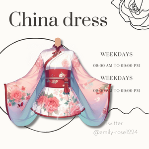 【Vtuber素材】薔薇のチャイナドレス / China dress〈透過png〉※無料あり