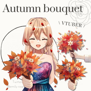 【手の素材】もみじのブーケを持つ手 /  Autumn bouquet〈透過png〉