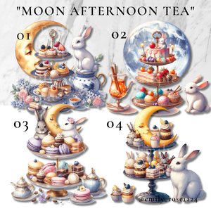 【カフェ素材】お月見のアフタヌーンティー/ Moon afternoon tea 〈全4種〉※透過PNG